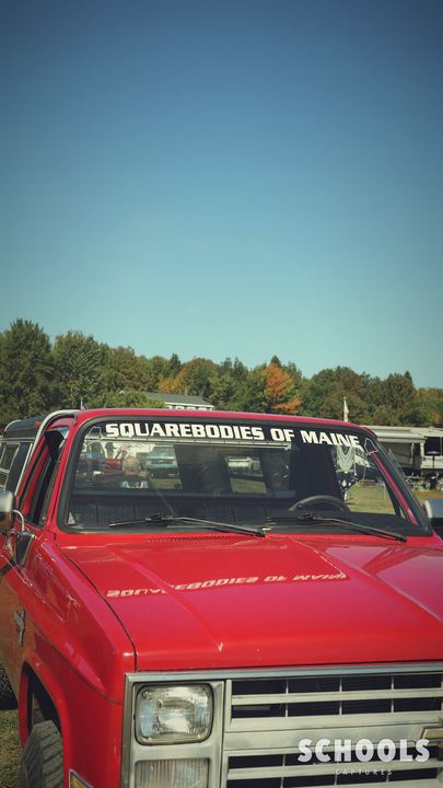 Red with Squarebodies of Maine banner